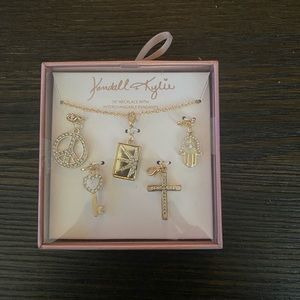 NEW Kendall and Kylie gold interchangeable pendant necklace set